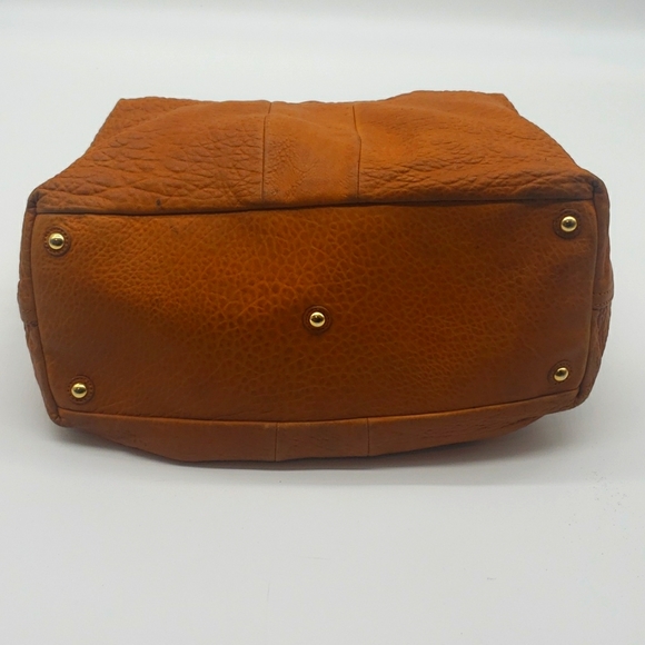 YVES SAINT LAURENT LEATHER BAG SIZE 18X12 COLOR ORANGE BROWN 🍊 100% AUTHENTIC - Picture 4 of 13